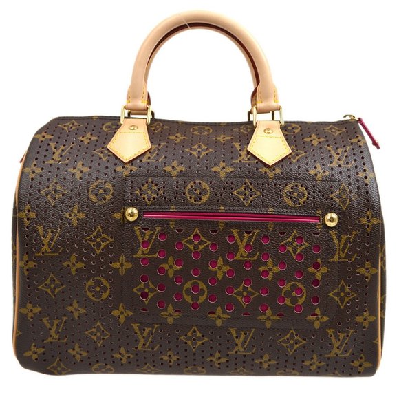 Auth LOUIS VUITTON SPEEDY 30 HAND BAG FUCHSIA MONOGRAM PERFO CANVAS - Picture 1 of 16